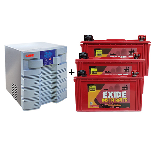 Exide-HKVA-2.5KVA-36V-UPS-+-IB1000-(100-AH)-3No